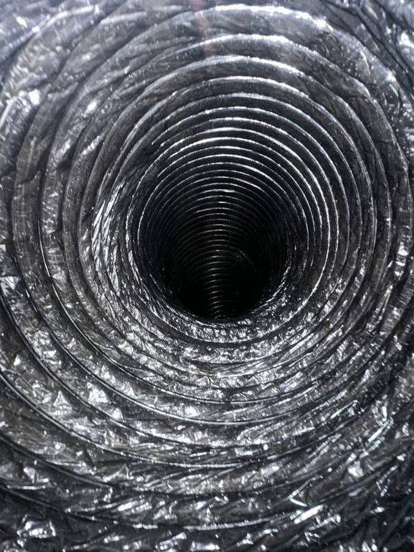 Clean duct interior after HomePros HEPA professional cleaning service Houston